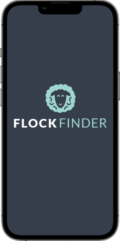 Iphone with FlockFinder app open on screen